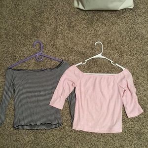 Two striped pink and black tees